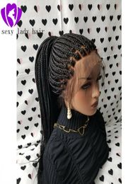 Selling box Braids Wig with Baby Hair Black brazilian full Lace Front Wig Heat Resistant synthetic Braided Wig for Black Women4652187