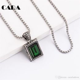 New Arrival Chic 316 stainless steel men necklace pendant Big square crystal hip hop punk necklace for men Jewellery CAGF0219294E