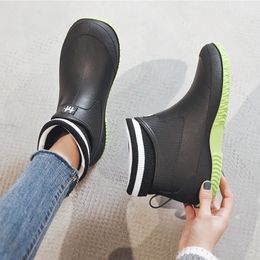 Rain Boots Women's Rubber Anti-skid Colourful Unisex Ankle Rainboots Lightweight Slip On Boots Rain Shoes Waterproof Drop 240102