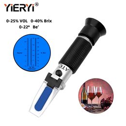 Yieryi 3 In 1 Handheld Alcohol Refractometer Sugar Wine Concentration Meter Densitometer 0-25% Alcohol Beer 0-40% Brix Grapes 240102