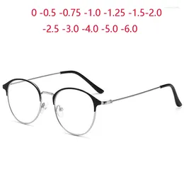 Sunglasses 0 -0.5 -1.0 To -6.0 Metal Women Men Round Myopia Glasses Finished Vintage Student Prescription For The Nearsighted