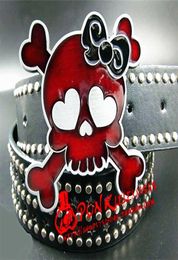 Fashion women039s belt punk rock Belt skull bowknot full rivets belts hip hop Heavy metal rock style belts gift for women 220123219475