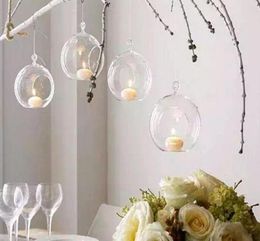 Hanging glass candlestick glass ball candle holder wedding home decoration can be placed electronic candle glass candlestick 8cm 15627628