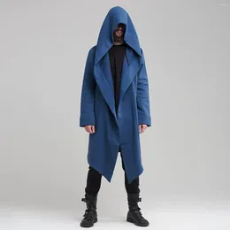 Men's Hoodies Hooded Cardigan Trench Coat Streetwear Solid Color Windbreaker With Hood Autumn/Winter Jackets Men