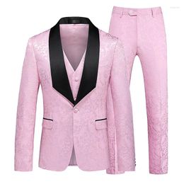 Men's Suits High Quality Autumn Winter Mens 3 Pieces Floral Multi Colours Smart Casual Slim Fit Coustime Homme Luxe Party Wear Large