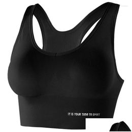 Bras Gathering Sports Bra High-Strength -Proof Can Be Worn Outside The Hollow Back One Chest Pad Female. Drop Delivery Apparel Underwe Ot5Pn