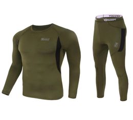 2021 Men Tactical Underwear Outdoor Sportswear Elastic Quick Drying Casual Sport Running Set Long Sleeve Top Pants Suit2060143