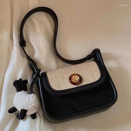 Evening Bags MBTI Elegant Shoulder Bag For Women French Style Fashion Black Designer Pu Leather Handbag Casual Vintage Lady Messenger