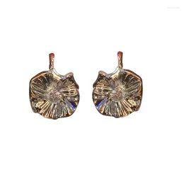 Stud Earrings European And American Fold Flower Pattern Cold Wind Retro Personality Fashion Style