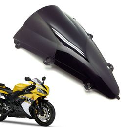Motorcycle Clear Black Double Bubble Windscreen Windshield ABS For Yamaha YZF R1 YZF-R1 2004-2006