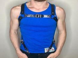 Belts PU Punk Men Restraint Belt Male Leather Chest Adjustable Harness Body Straps Suspenders9259702