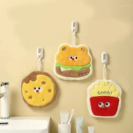 Towel Cartoon Food Hand Soft Absorbent Coral Velvet Multifunctional Fries Hamburger Bath Towels With Hanger