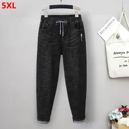 Women's Jeans Large Size Stretch 5XL 4XL 3XL Loose Elastic High Waist Harem Pants Korean Version Plus 6xl