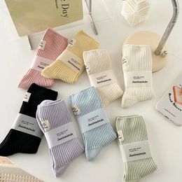 Women Socks Women's Spring Summer Cotton Pile Japanese Creative Retro Heel Cloth Label Fashion Korean Style Comfort Girls