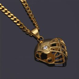Mens Hip Hop Gold Plated Iced Out Cz Stainless Steel Riding Football Helmet Pendant Necklace Whos 5mm 27 Cuba Chain Neck269G