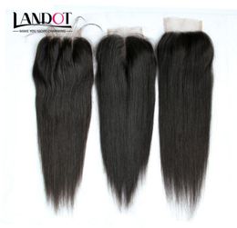 Brazilian Straight Virgin Human Hair Lace Closures Middle 3 Part Peruvian Malaysian Indian Cambodian Mongolian Hair Top Closu9136343