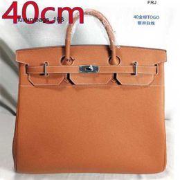 hac40 Bags 40cm hac Bag Full Leater Canvas Mens and Womens Universal andbag Large Caphacity Cowide Travel ave Logo 6f57 AYP8