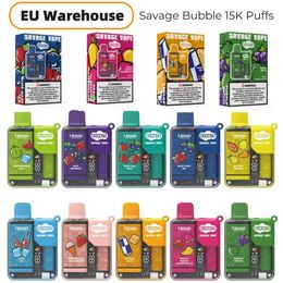 EU Stock Savage 15000 Puff E-Cigarette Vape Kits 28ml E-liquid Pods 10 Flavors Child Lock Smart Display 650mAh Rechargeable Battery Mesh Coil vs randm 9000 7000 7K 12k