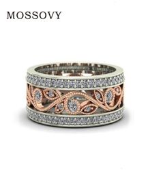 Zircon Rose Gold Flower Engagement Ring for Female Fashion Jewellery Rhinestone Wedding Rings for Women Bague Femme Anil1946943