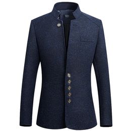 Custom Blazers Chinese Style Stand Collar Printed Suit Jacket High End Business Casual Large Size M-5XL 240102