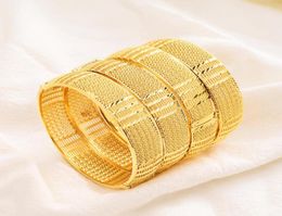 Bangle 4pcs Luxury 24k Gold Plated Ethiopian Jewellery Bangles For Women Dubai Ramadan BanglesBracelet AfricanArab Weeding Gift3378368