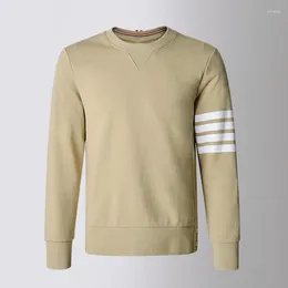Men's Hoodies Sweatshirt Spring Fashion Brand Coats Cotton 4-Bar Stripe Crewneck Pullovers Tops Casual Sports Streetwear