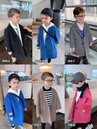 Jackets Children Autumn Winter Clothing Plush And Thick Woollen Jacket Boys Medium Length Windbreaker Casual Top Suit