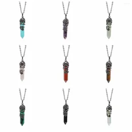 Pendant Necklaces Natural Stone Hexagonal Pillar Crystal Hexagon Column Necklace Women