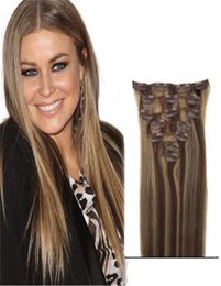 4 27 mixed color Clip Hair Extensions straight Thick Clip On Hair Extensions Clip In Human Hair Extensions fast 6831114