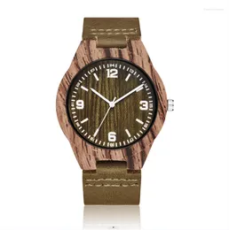 Wristwatches Sdotter Imitation Bamboo Watch Unisex Genuine Leather Wooden Deer Wood Quartz Wristwatch Minimalist Men Women Male Female