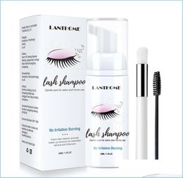 Makeup Remover 50Ml Professional Eyelash Eye Lashes Cleaner Pump Design Individual Extension Shampoo Remover With Brush Drop De Dhqym1863134