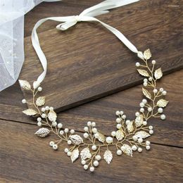 Hair Clips Bridal Accessories Simple Leaf Pearls Headbands Luxury Hairbands For Women Girls Wedding Party Jewellery Headdress