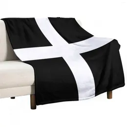 Blankets Flag Of Cornwall St. Piran's Throw Blanket Flannels Bed Covers Extra Large