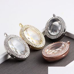 Pendant Necklaces Fashion Crystal Floating Locket Pendant Necklace For Couple Diy Po Box Lockets Frame Pendants Drop Delivery Jewellery Dh9Cx