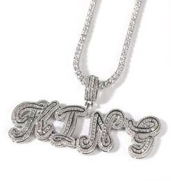 AZ Custom Name Letters Necklaces Mens Fashion Hip Hop Jewelry Cursive Iced Out Gold Initial Letter Pendant Necklace5346690