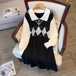 Casual Dresses 100/150/175kg Oversized Women Clothing With A Bust Of 150/160cm Loose Fitting Long Lapel Sweater Vestidos De Mujer 7XL