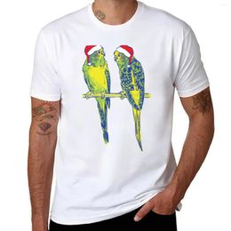 Men's Polos Aussie Christmas Budgies Santa Hat Budgie Art T-Shirt Graphic T Shirt Korean Fashion Short Sleeve Tee Shirts For Men Pack