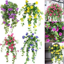 Decorative Flowers 1Pc Artificial Petunias Flower Hanging Plant Simulated Morning Glories Plants Fake Wedding Party Garden Decor