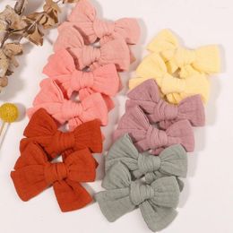 Hair Accessories 2Pcs/set Cotton Bows Bowknot With Clips For Girls Cute Barrettes Headwear Kids Safety Hairpin