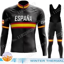 Espana National Team Black Cycling Jersey Set Spain Long Sleeve Winter Clothing Road Bike Suit Pants Bib Maillot Ropa240102