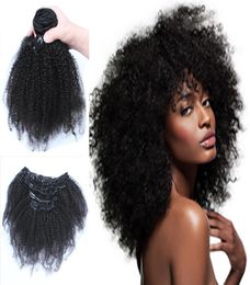 4B 4C Afro Kinky Curly Clip In Human Hair Extensions 7pcsSet Brazilian Virgin Hair Natural Hair Clip Ins 4b 4c5818960