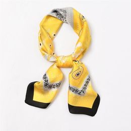 Scarves Yishine 2021 70x70cm Women Multifunction Polyester Silk Scarf Cashew Flowers Satin Small Square Wraps Neckwear2633