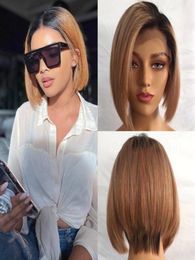 Short Bob Frontal Lace Wigs Remy Brazilian Human Hair Ombre 27 color Pixie cut Bobs Hair Wig 150 Density1952176