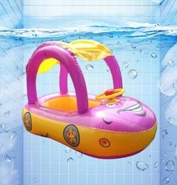 Life Vest Buoy Summer Baby Inflatable Swimming Seat Awning Shade Children039s Ring Swim Float With Sunshade Raft Water Fun Po7903008