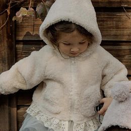 Jackets Kids Girls Coat Jacket Outwear Sweet Baby Girl Hooded Warm Woolen Outdoor Fleece Children's Clothes