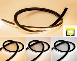 Strips Black 16MM Narrow Neon Strip Lamp SMD2835 DC12V Flexible Silicone Rope Tube Waterproof Recessed Home Decoration Soft Tape L4895533