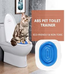 Cat Toilet Training Kit Pet Poop Training Seat Aid Cats Sit Litter Box Tray Professional Trainer for Cat Kitten Human Toilet 201102210544