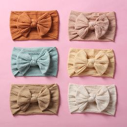 33PC/lot Cable Knit Ribbed Bows Nylon HeadbandBaby Nylon Hair BandsKnotted Hair Bow Head WrapsChildren Girls Hair Accessories 240102