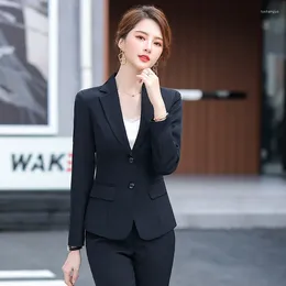 Women's Two Piece Pants S-5XL Womens Blazer Suits Spring Autumn Female Long Sleeve Coat 2pcs Sets Office Lady Slim Simplicity Ladies Outfits