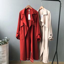 Women's Trench Coats Autumn Fashion Women Casual Long Coat Full Length Open Stich Maxi Overcoat Female Elegant Outwear Tops